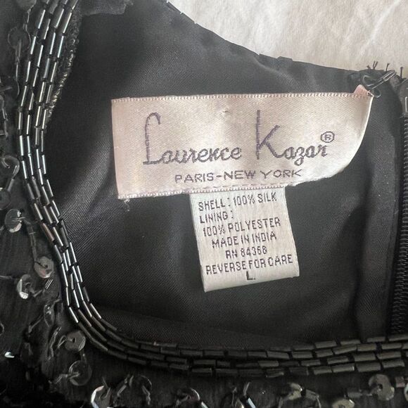 VTG Sz L Lawrence Kazar Silk Sequined New Years 2000 top shoulder pads y2k - Picture 5 of 16